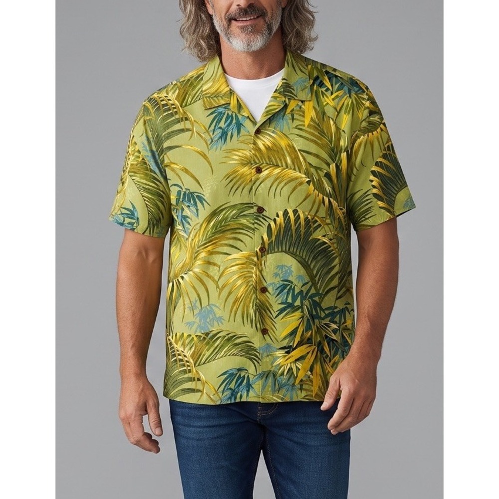 Tommy Bahama Hawaiian Shirt Mens XL 100% Silk Camp Floral Tropical Beach Loop